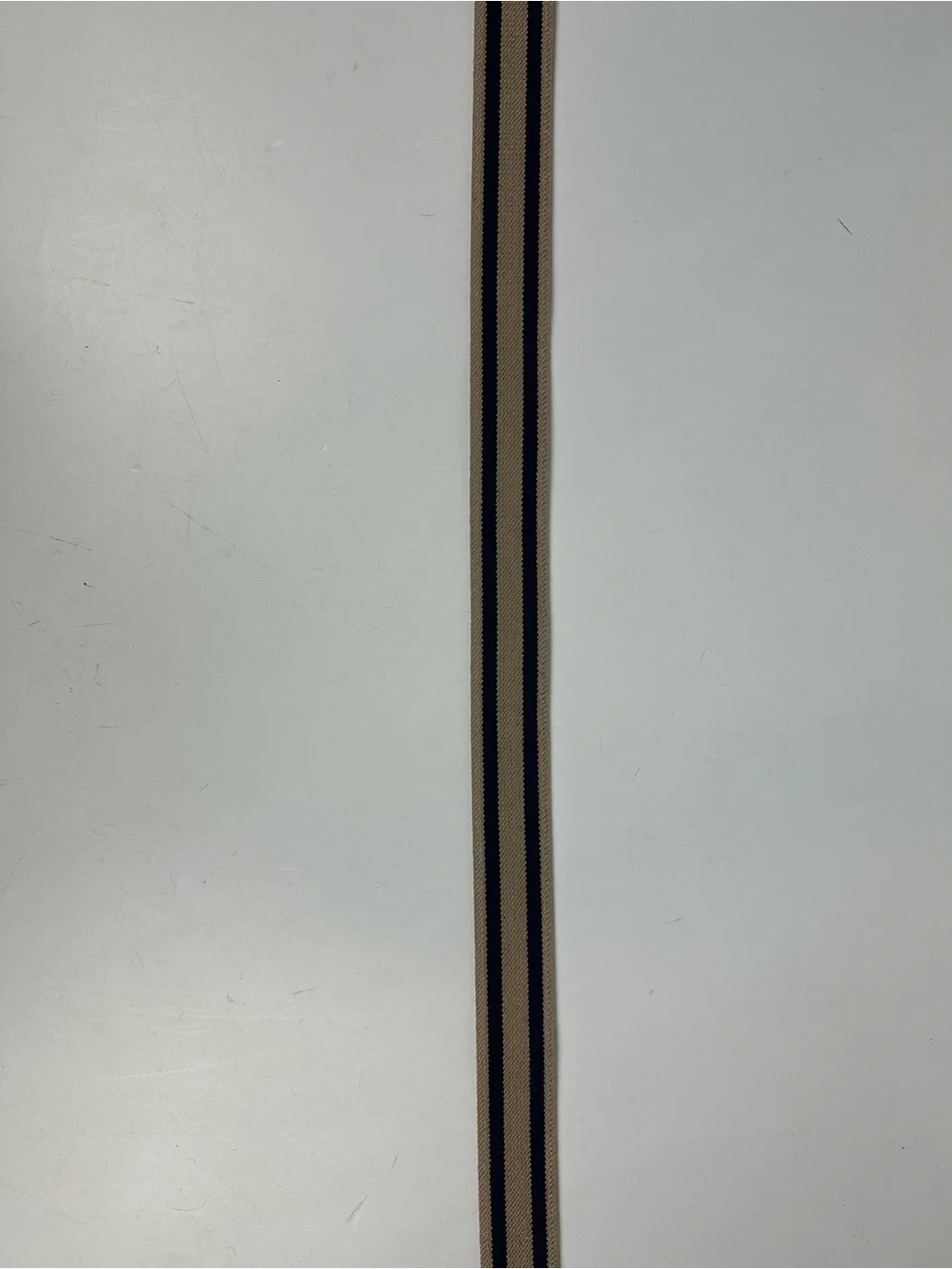 Polo by Ralph Lauren Tan and Navy Striped Canvas Belt with Brown Leather